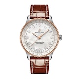 Breitling Navitimer 36mm Ladies Watch White Mother Of Pearl Alligator