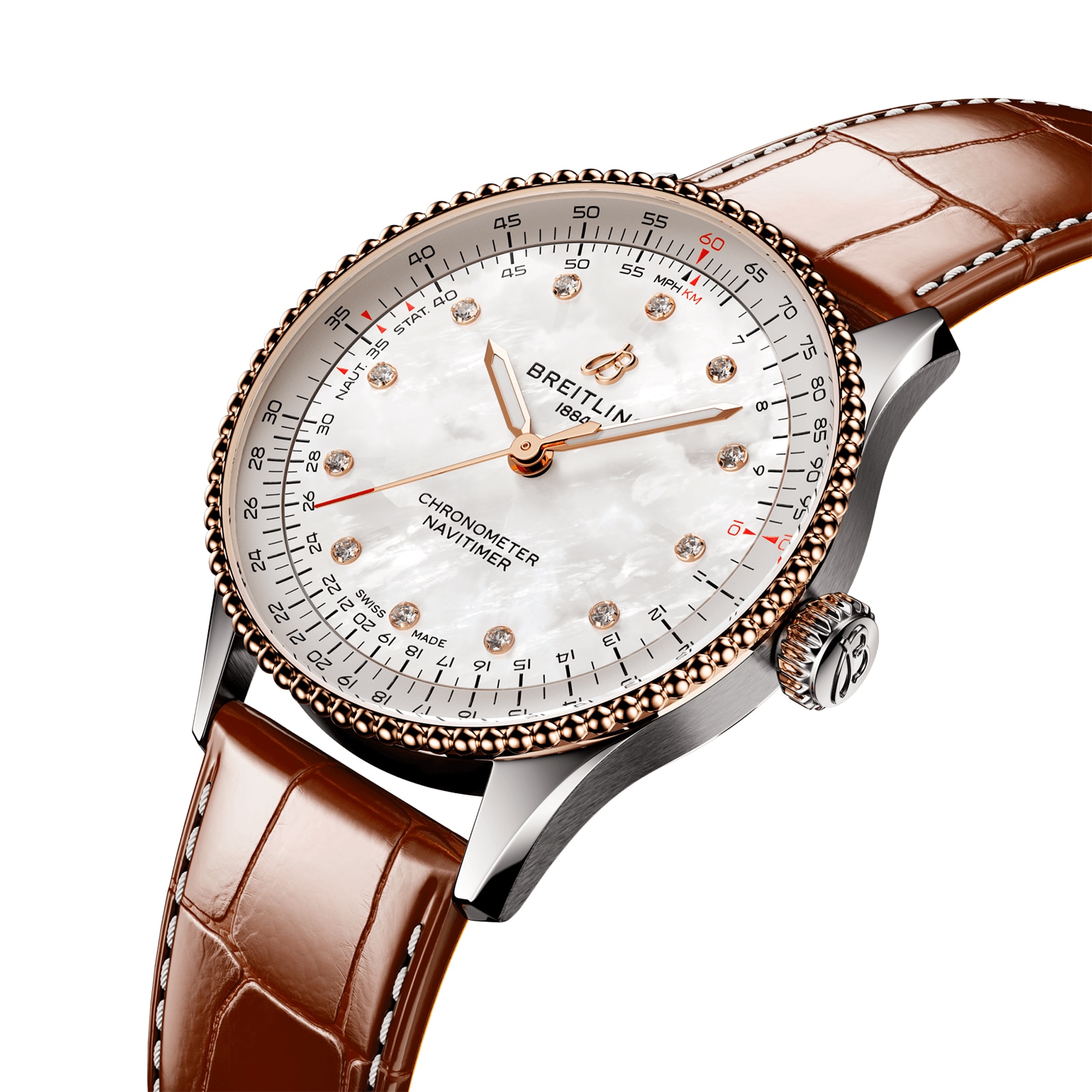 Breitling Navitimer 36mm Ladies Watch White Mother Of Pearl Alligator Breitling Navitimer 36mm Ladies Watch White Mother Of Pearl Alligator
