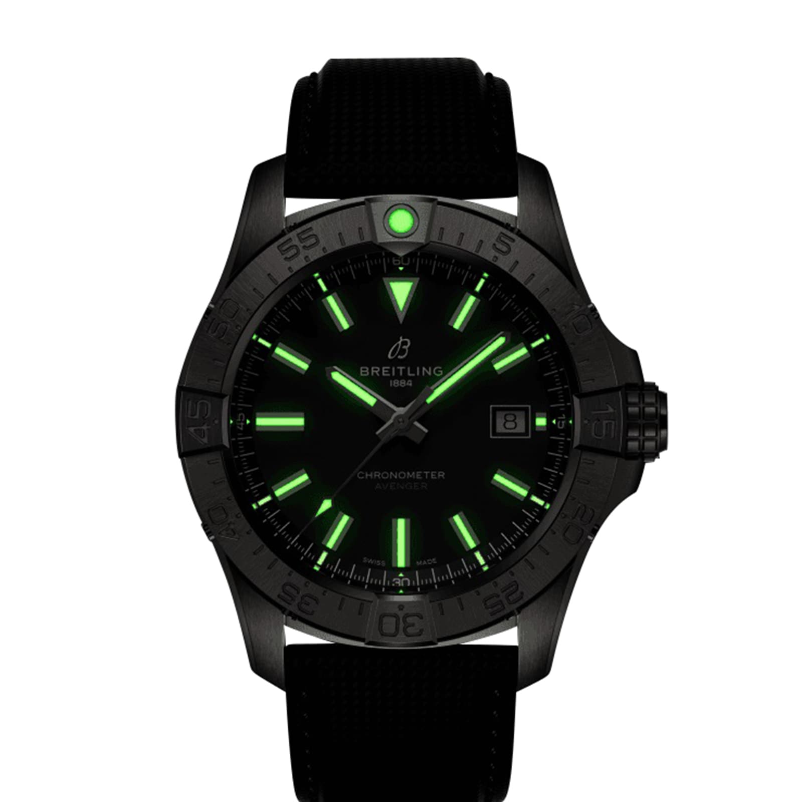 Breitling Avenger Automatic 42mm Mens Watch Black Leather