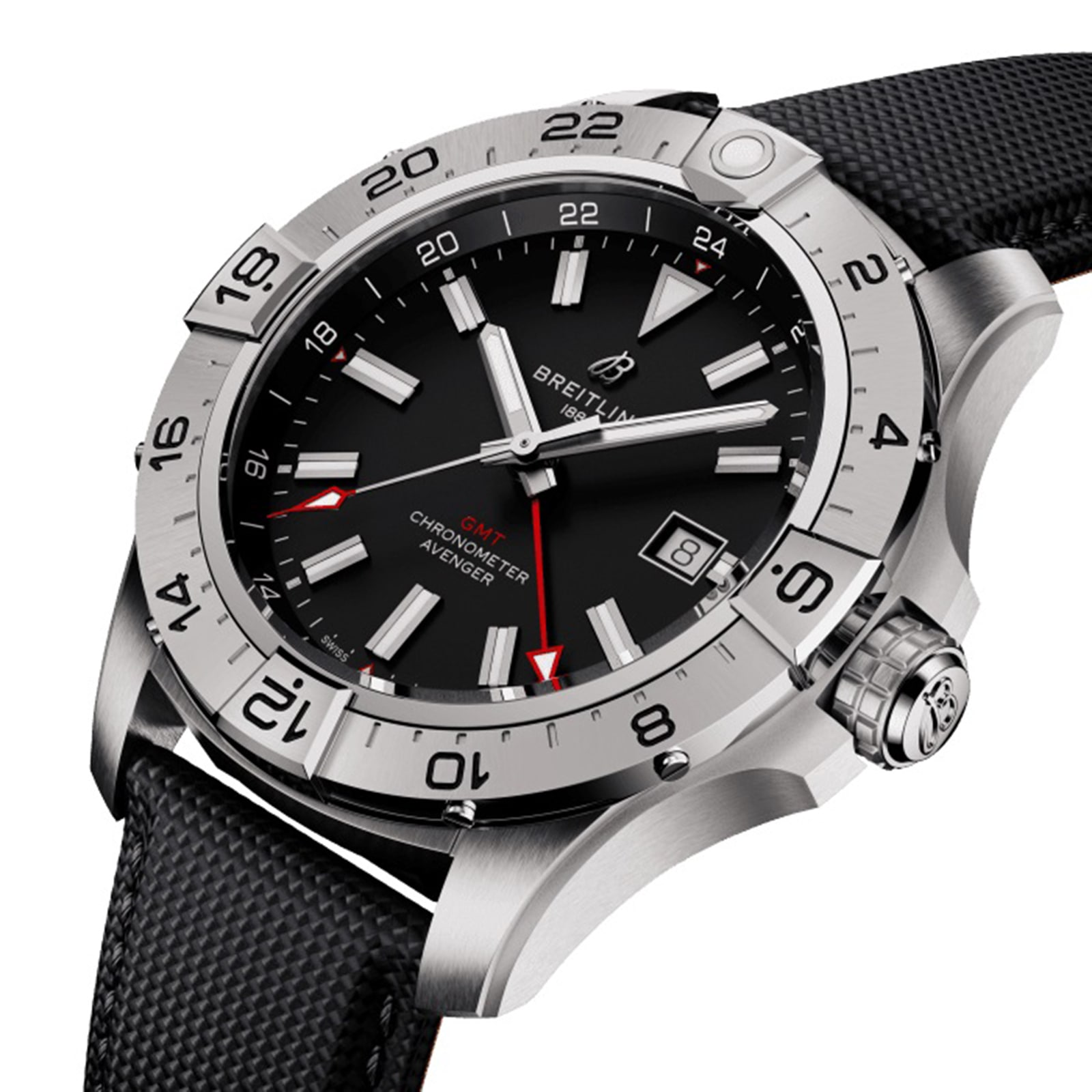 Breitling Avenger Automatic GMT 44mm Mens Watch Black Leather Breitling Avenger Automatic GMT 44mm Mens Watch Black Leather