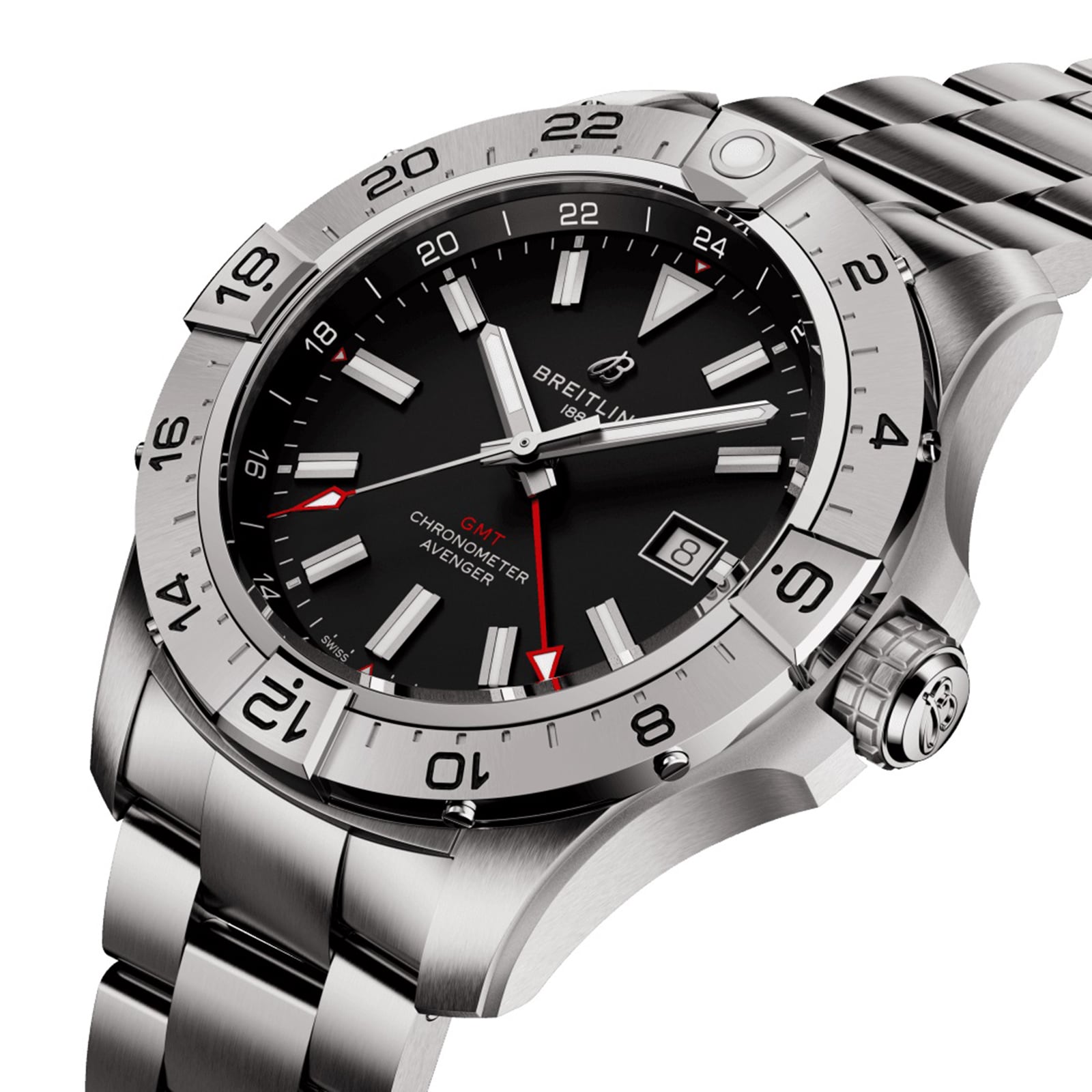 Breitling Avenger Automatic GMT 44mm Mens Watch Black Stainless Steel Breitling Avenger Automatic GMT 44mm Mens Watch Black Stainless Steel