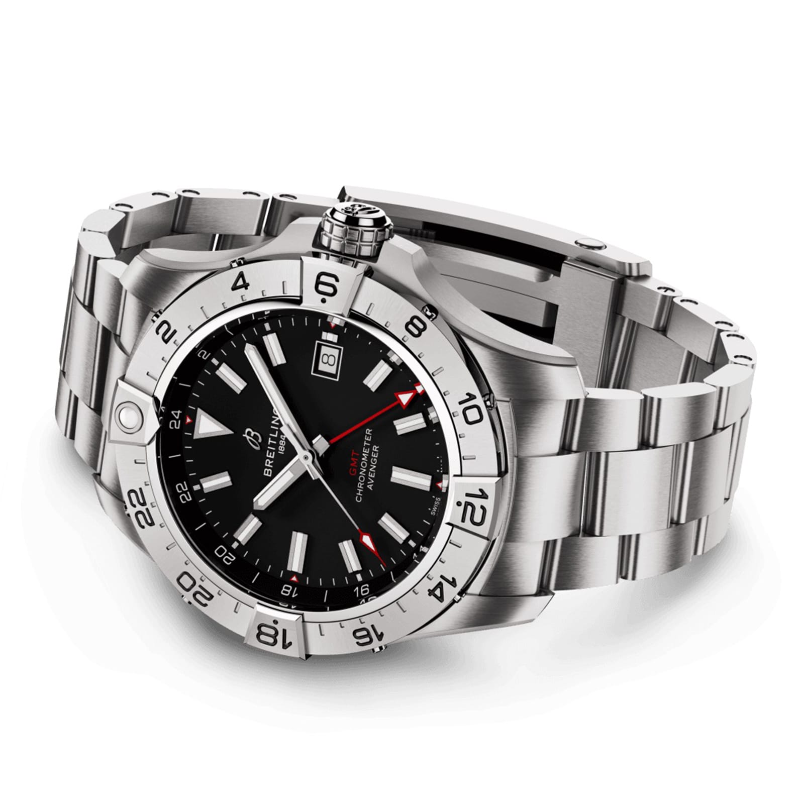 Breitling Avenger Automatic GMT 44mm Mens Watch Black Stainless Steel