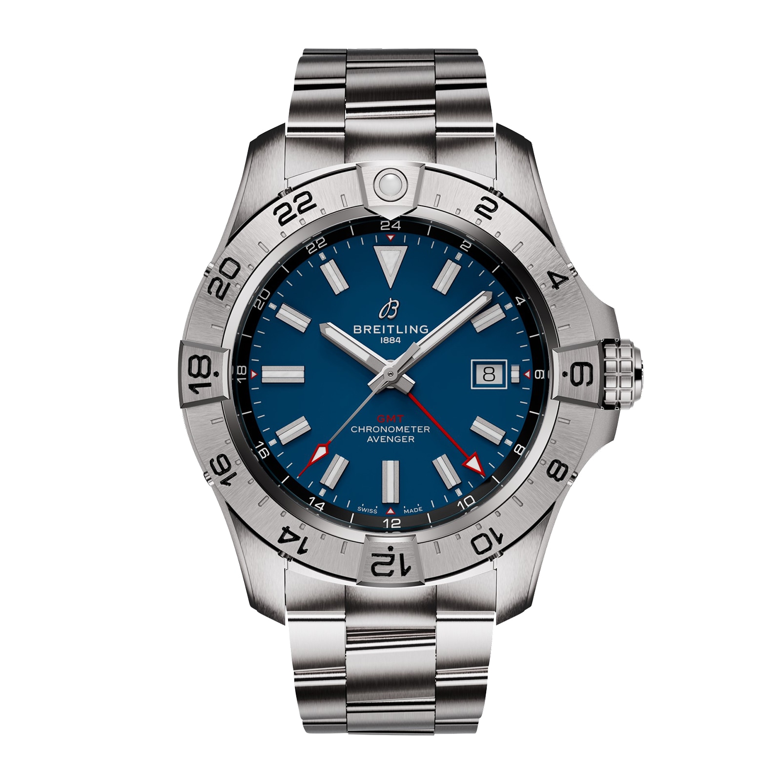 Breitling Avenger Automatic GMT 44mm Mens Watch Blue Stainless Steel