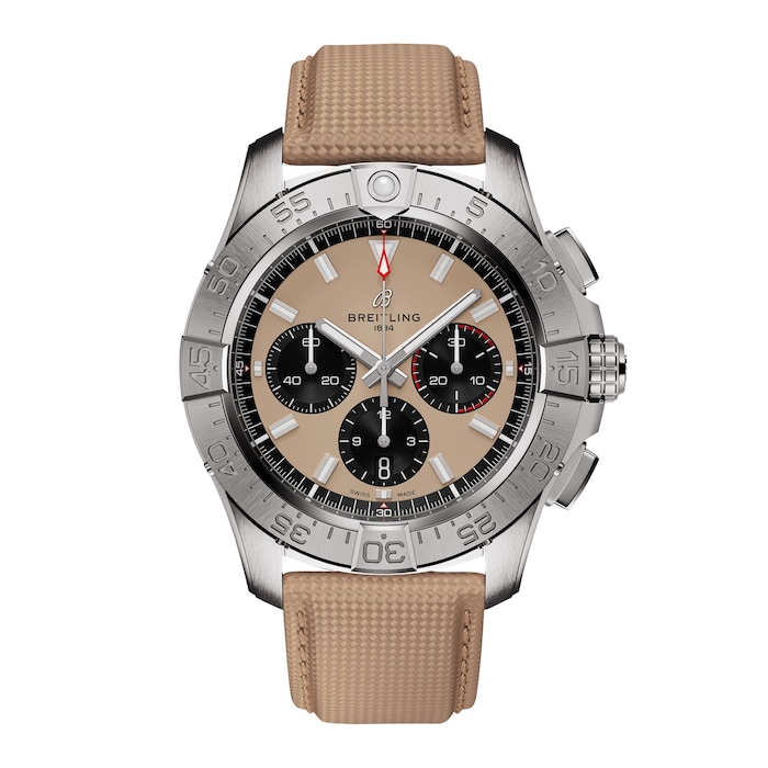 Breitling Avenger B01 Chronograph 44mm Mens Watch Beige Leather