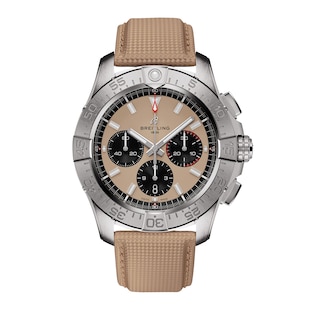 Breitling Avenger B01 Chronograph 44mm Mens Watch Beige Leather