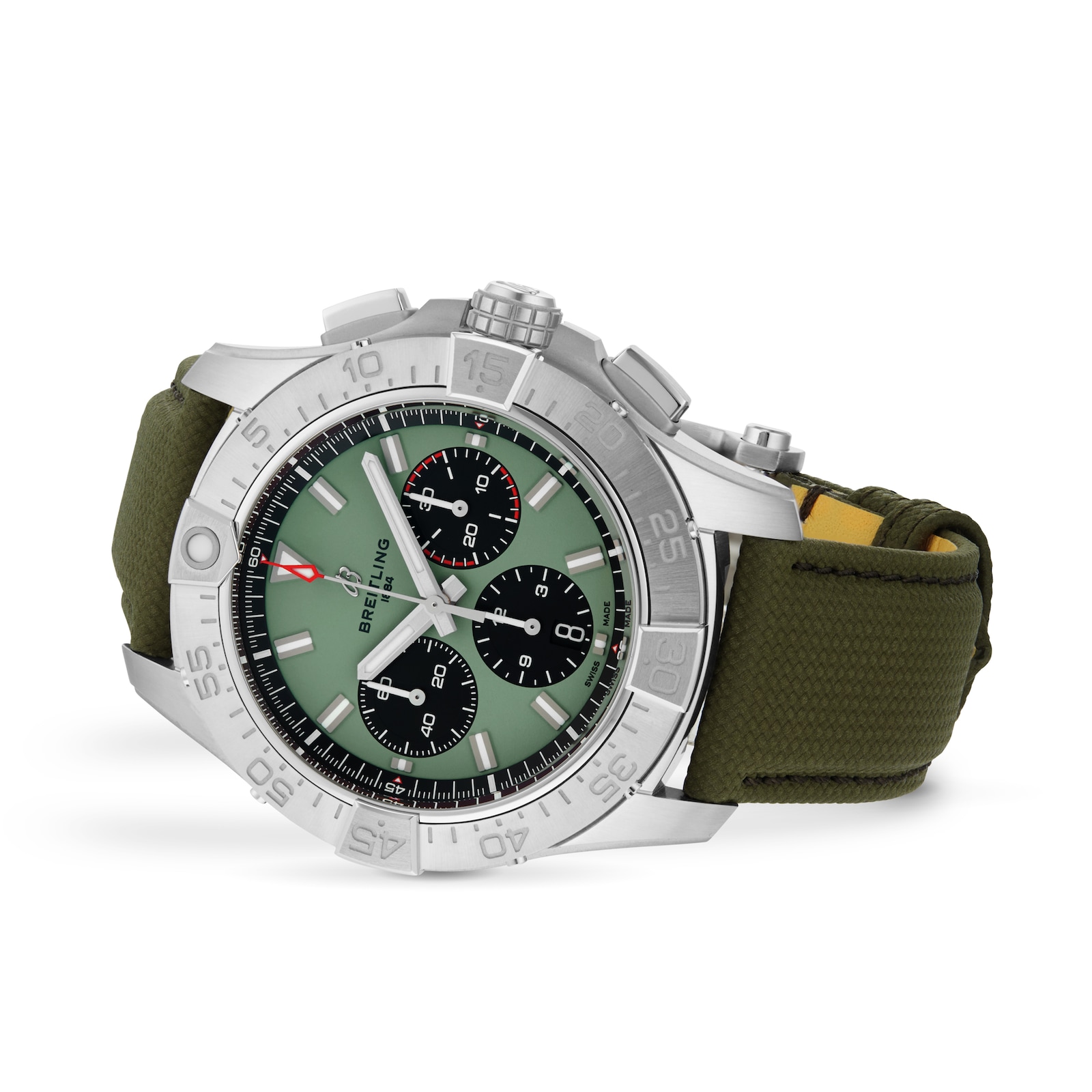 Breitling Avenger Chronograph B01 44mm Mens Watch Green Leather