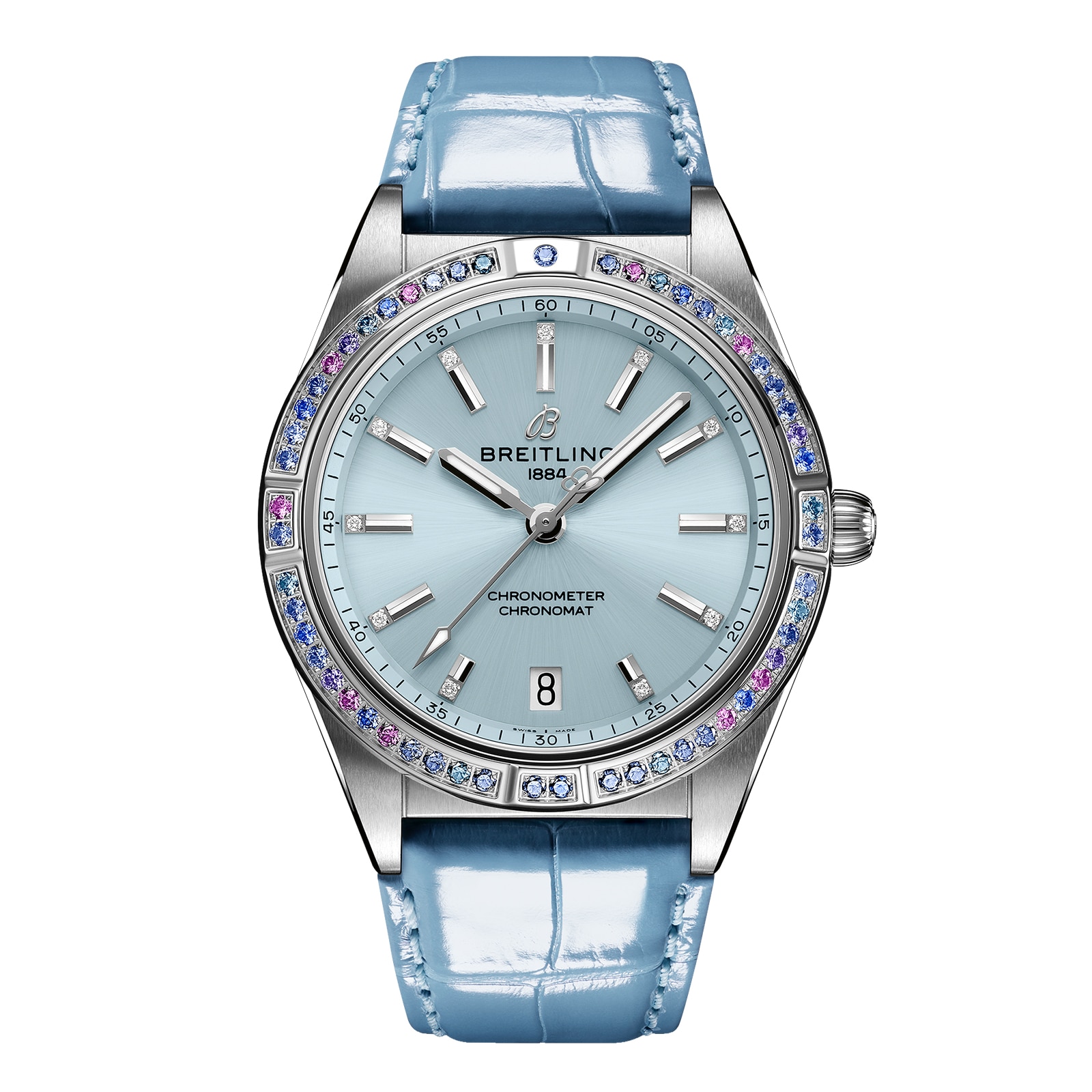 Breitling Chronomat Automatic 36 South Sea Ice Blue Leather Strap Ladies Watch Breitling Chronomat Automatic 36 South Sea Ice Blue Leather Strap Ladies Watch