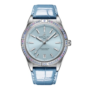 Breitling Chronomat Automatic 36 South Sea Ice Blue Leather Strap Ladies Watch