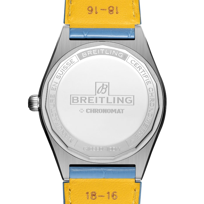 Breitling Chronomat Automatic 36 South Sea Ice Blue Leather Strap Ladies Watch