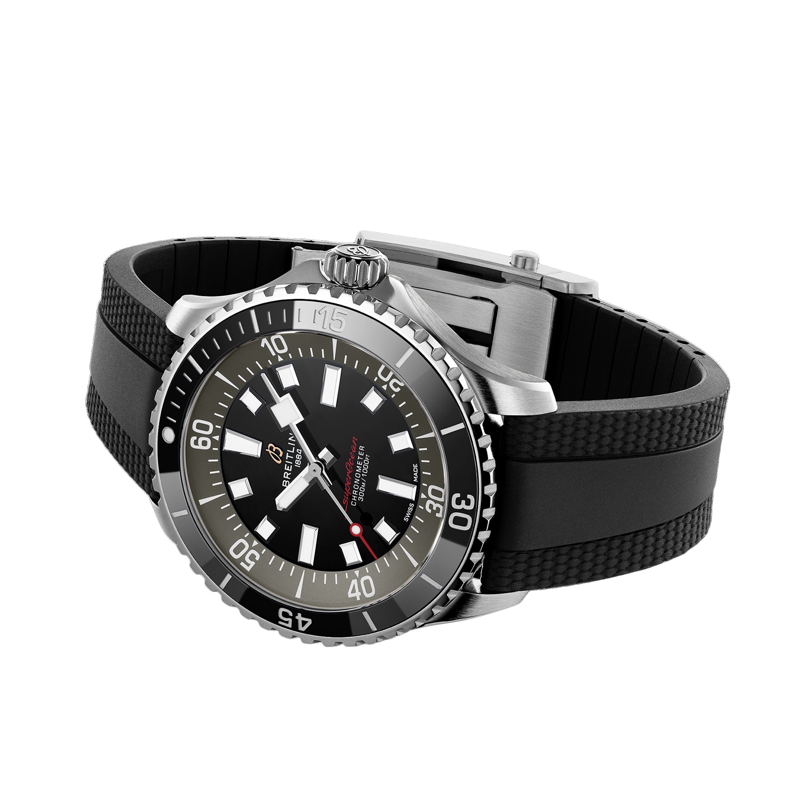 Breitling Superocean Automatic 44mm UK Edition Mens Watch Black Rubber ...