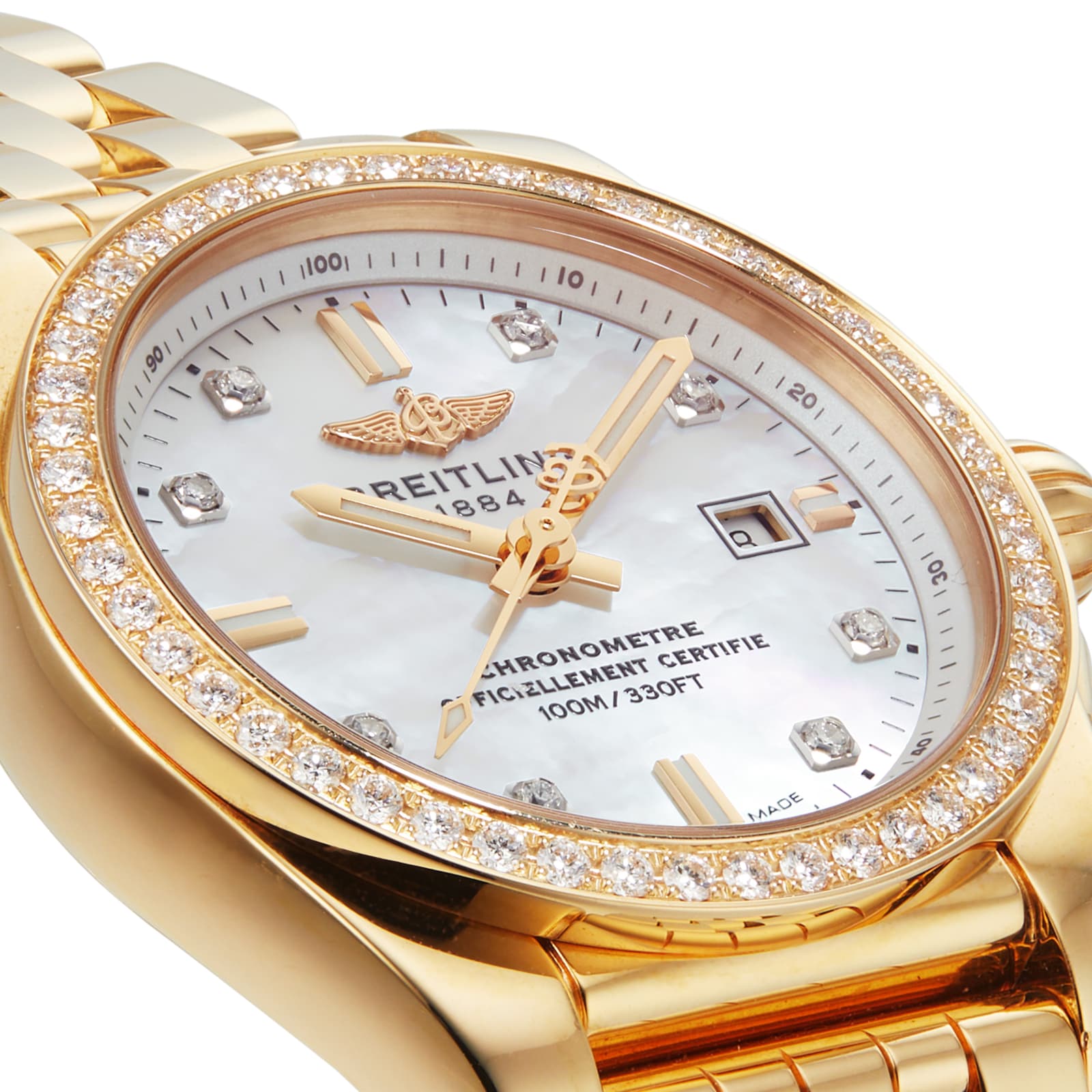 Breitling Galactic 18ct Rose Gold Quartz Ladies Watch H7234853/A792 ...