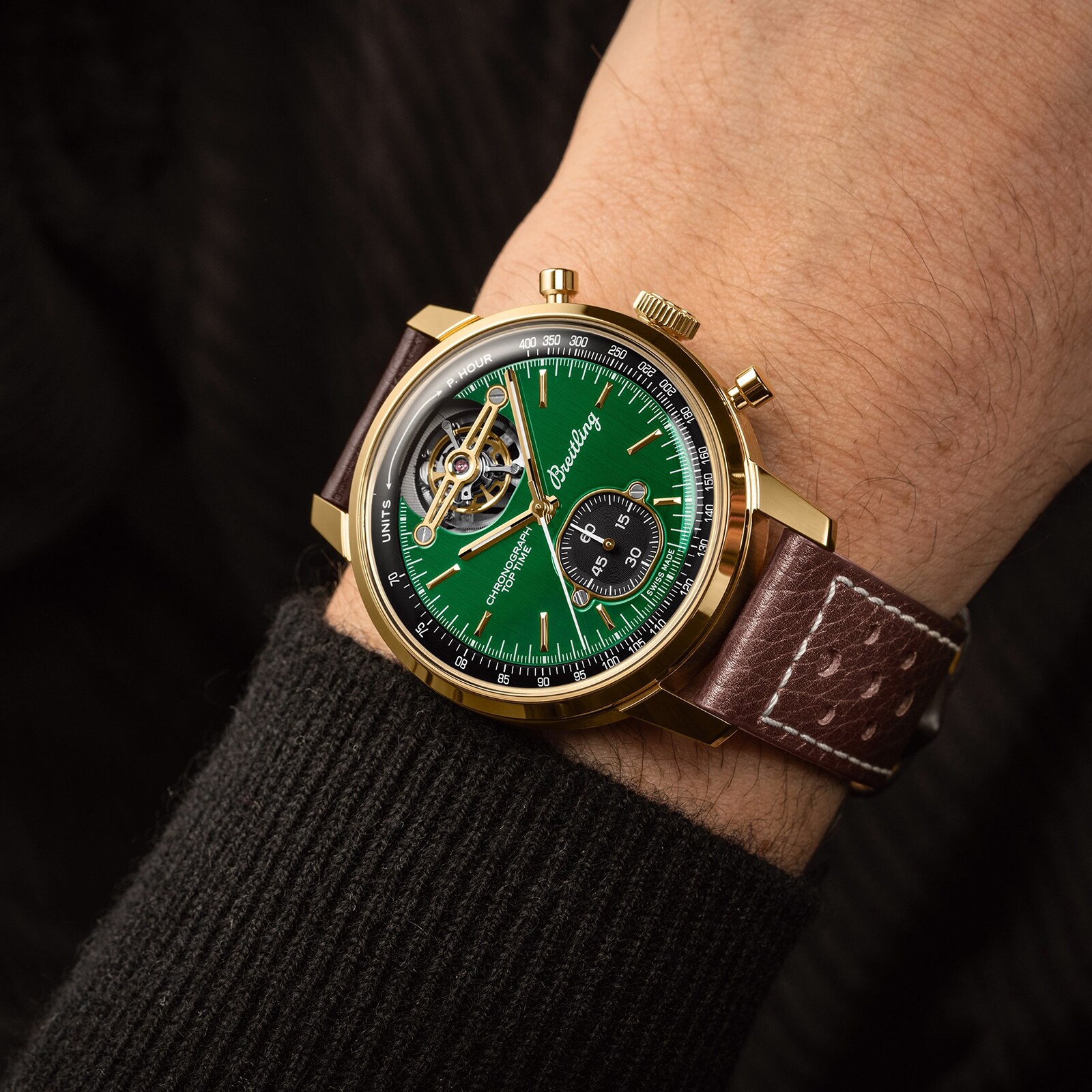 Breitling Top Time B21 Ford Mustang Tourbillon 43mm Mens Watch Green