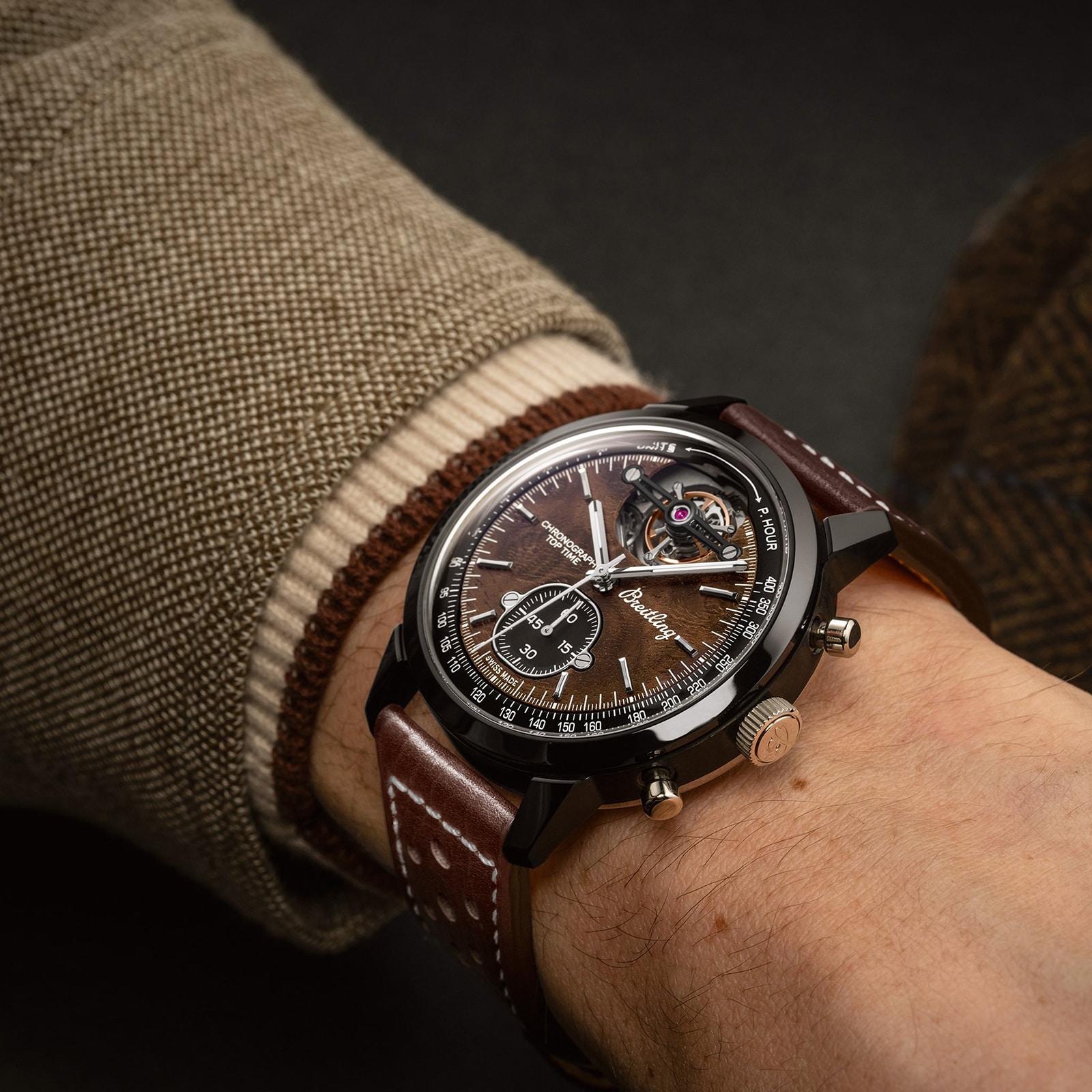 Breitling Top Time B21 Chevrolet Corvette Tourbillon 44mm Mens Watch Brown