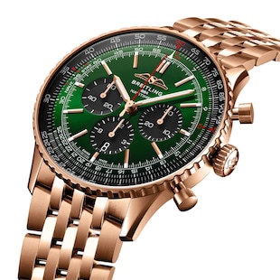 Breitling Navitimer Chronograph 18ct Rose Gold 46mm Mens Watch Green