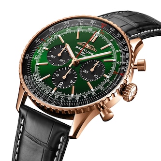 Breitling Navitimer Chronograph 18ct Rose Gold 46mm Mens Watch Green Alligator Breitling Navitimer Chronograph 18ct Rose Gold 46mm Mens Watch Green Alligator