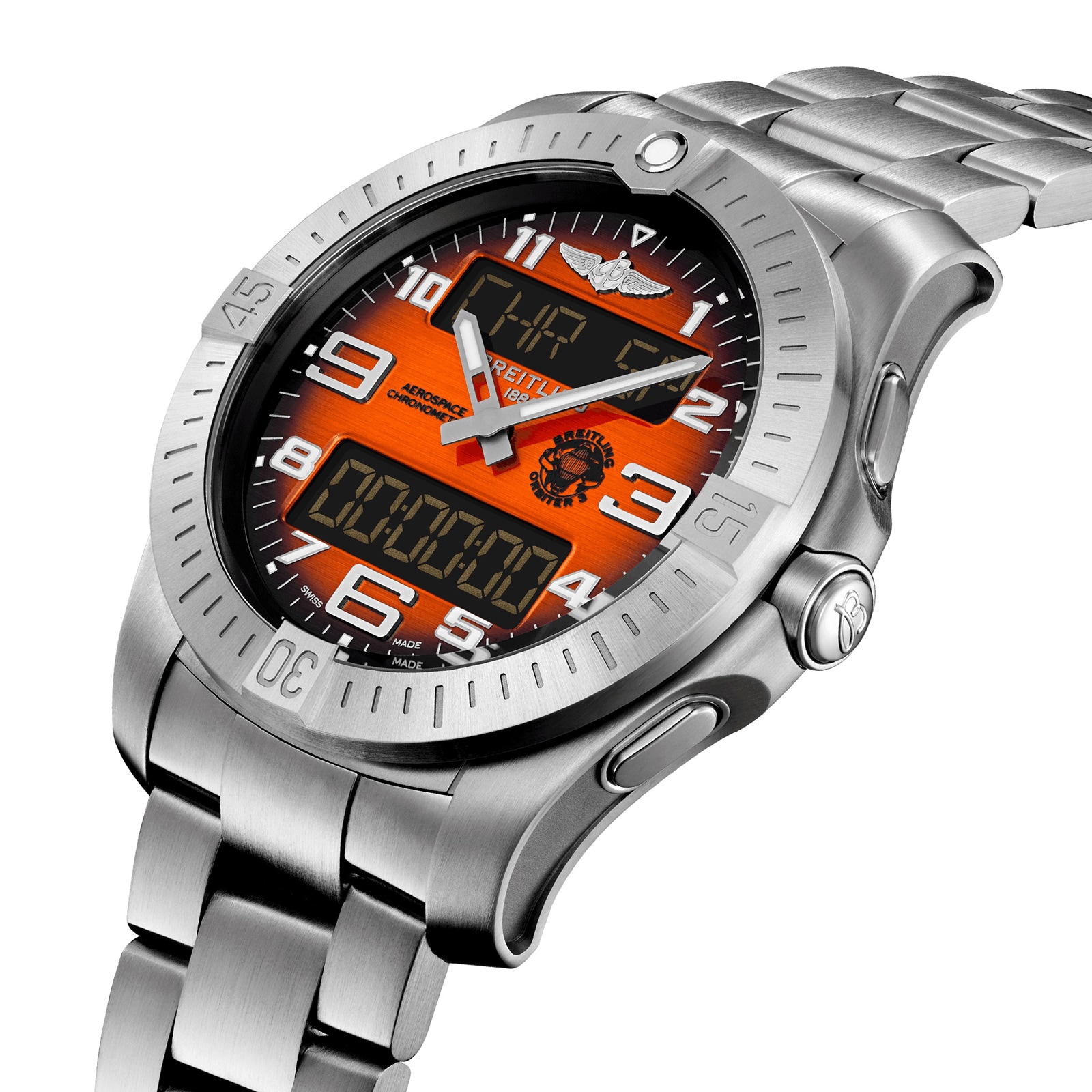 Breitling Aerospace B70 Orbiter 25th Anniversary 43mm Mens Watch Orange Titanium
