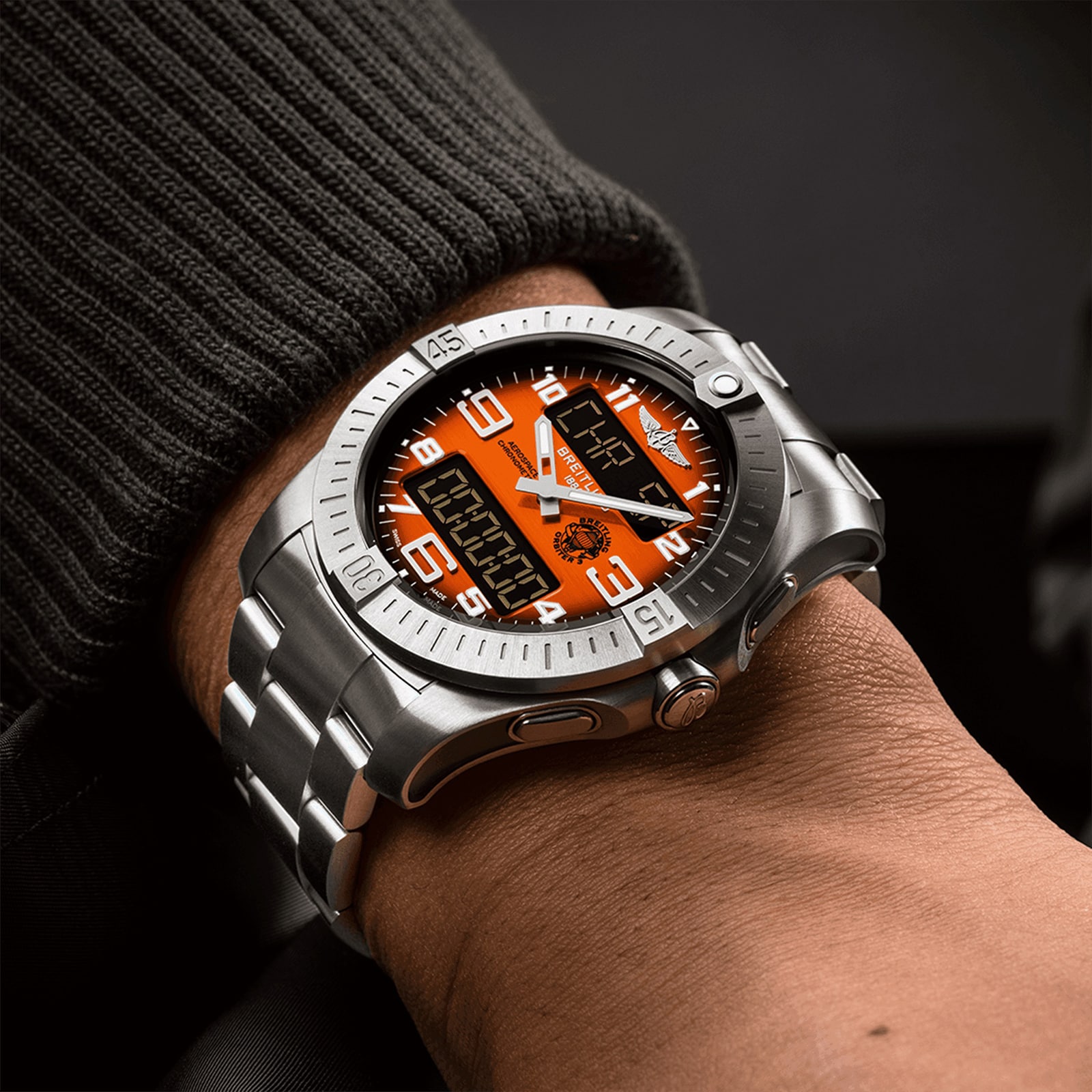 Breitling Aerospace B70 Orbiter 25th Anniversary 43mm Mens Watch Orange Titanium