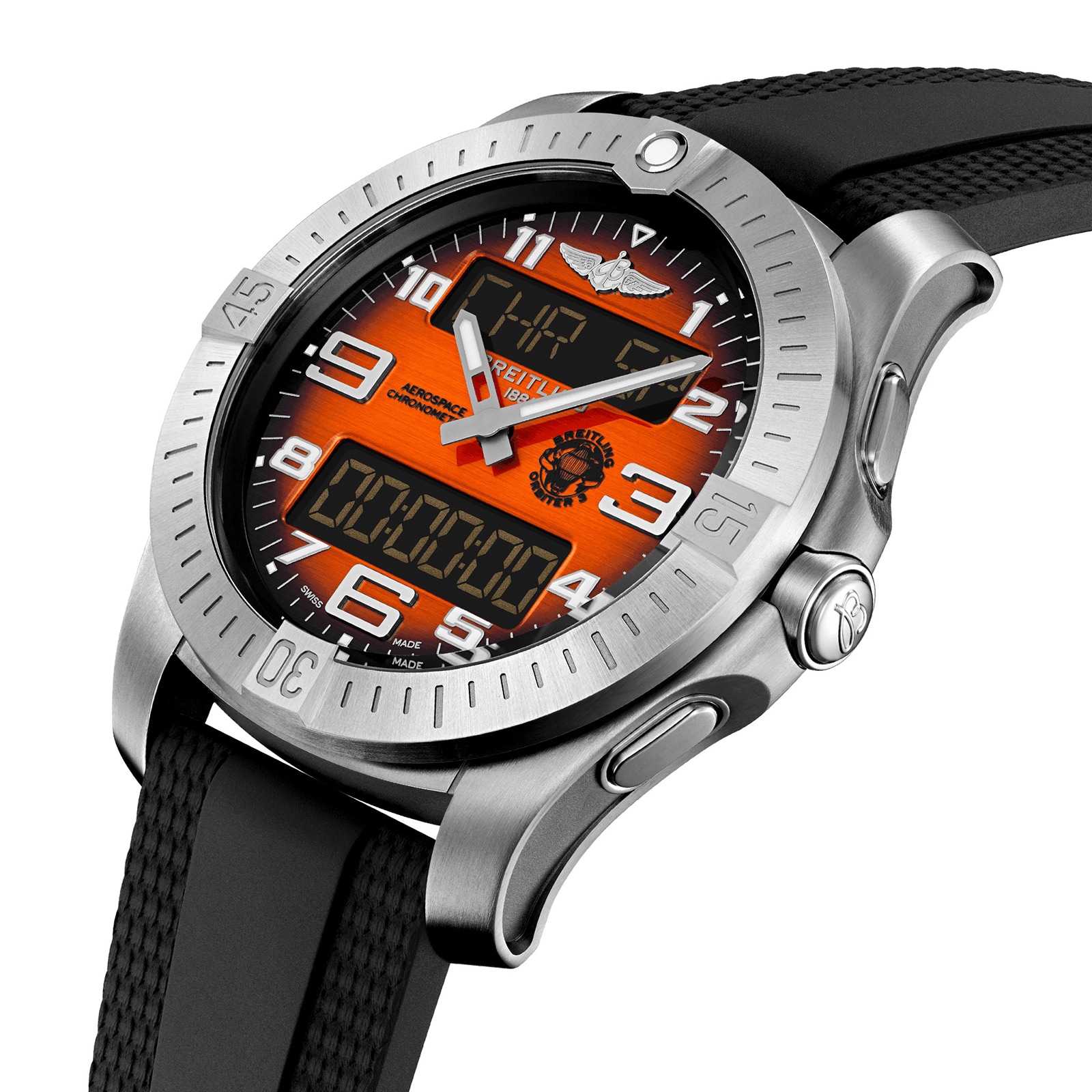 Breitling Aerospace B70 Orbiter 25th Anniversary 43mm Mens Watch Orange  Rubber EB70101A1O1S1 | Watches Of Switzerland US