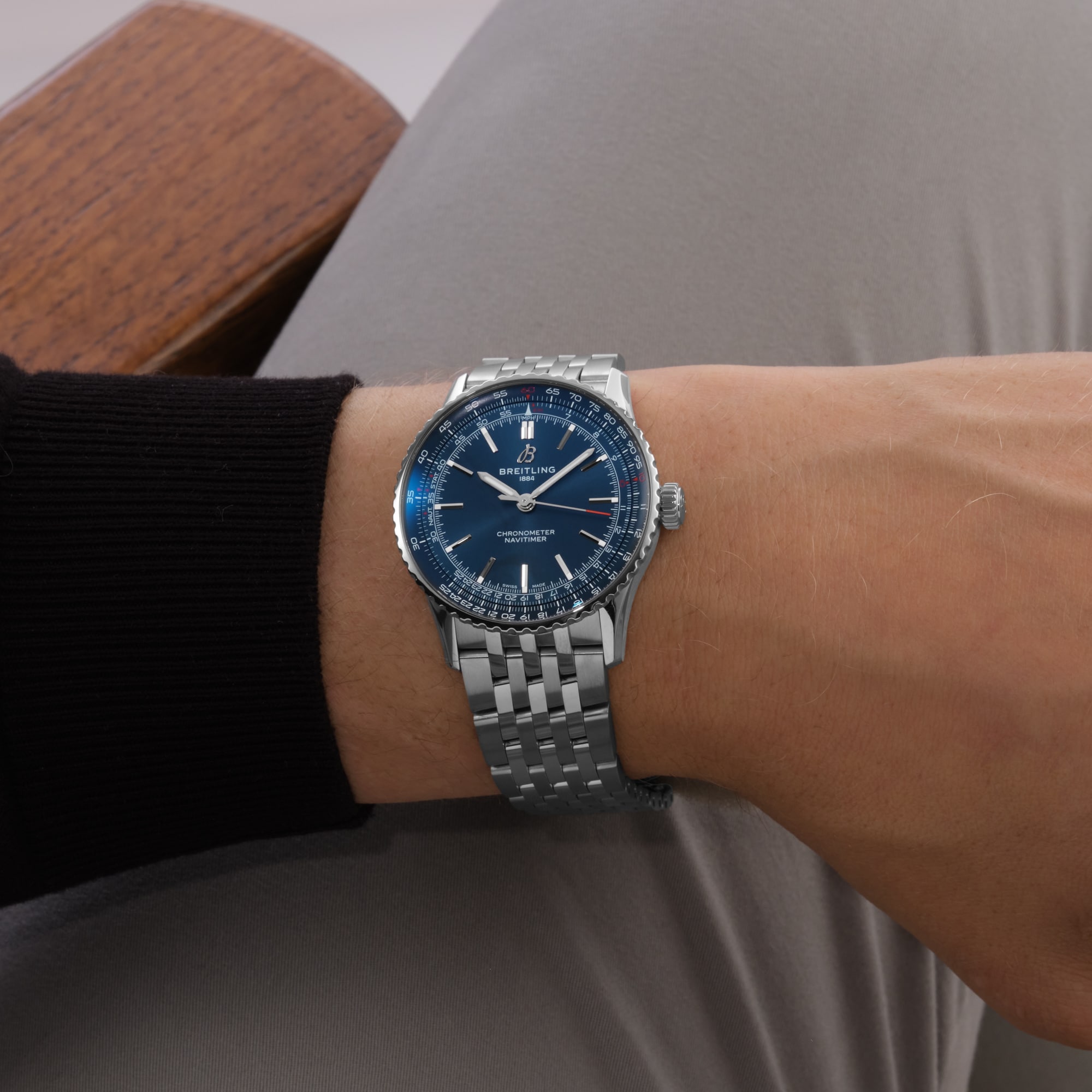 Breitling Navitimer Automatic 41mm Mens Watch Blue Stainless Steel