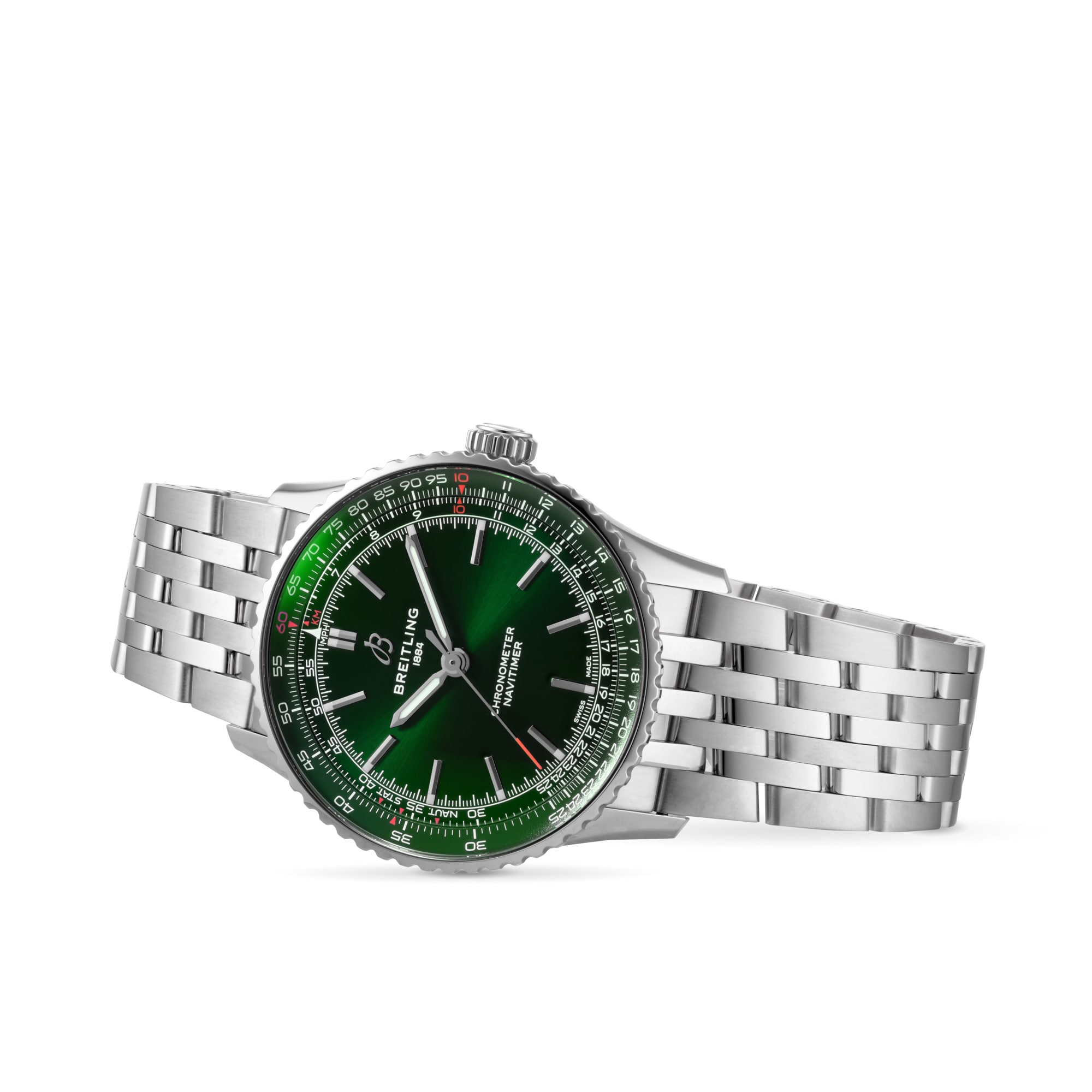 Breitling Navitimer Automatic 41mm Mens Watch Green Stainless Steel Breitling Navitimer Automatic 41mm Mens Watch Green Stainless Steel
