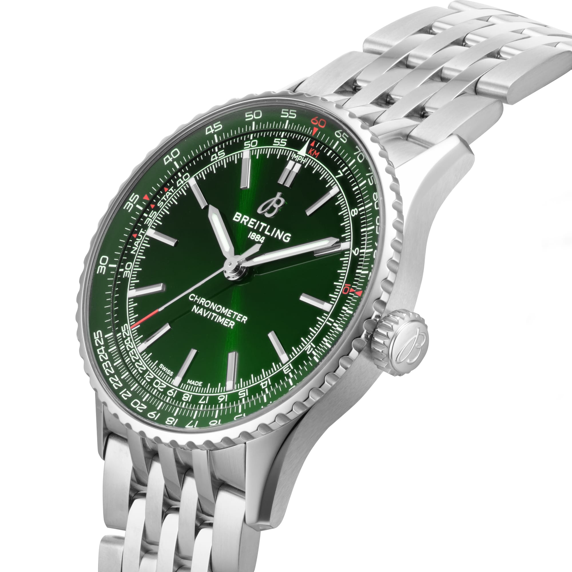 Breitling Navitimer Automatic 41mm Mens Watch Green Stainless Steel Breitling Navitimer Automatic 41mm Mens Watch Green Stainless Steel
