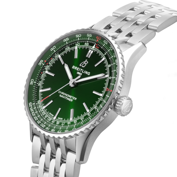 Breitling Navitimer Automatic 41mm Mens Watch Green Stainless Steel