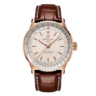 Breitling Navitimer Automatic 41mm Mens Watch Silver 18k Rose Gold Breitling Navitimer Automatic 41mm Mens Watch Silver 18k Rose Gold