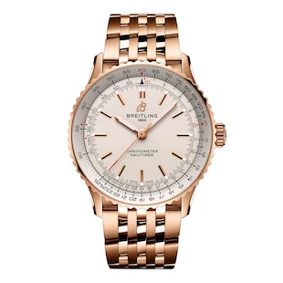 Breitling Navitimer Automatic 41mm Mens Watch Silver 18k Red Gold