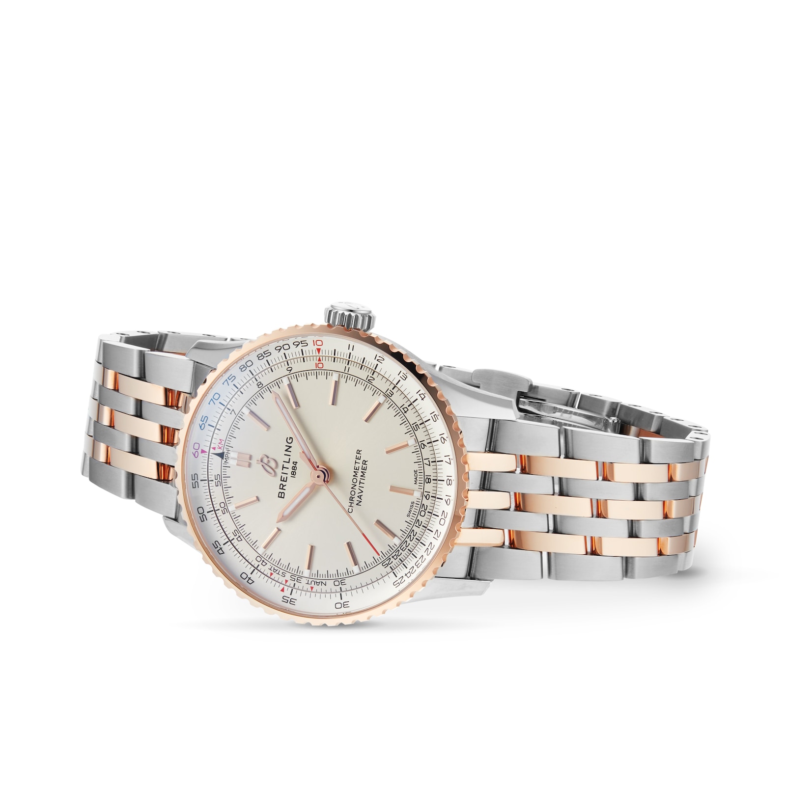 Breitling Navitimer Automatic 41mm Mens Watch Silver Stainless Steel And 18k Red Gold