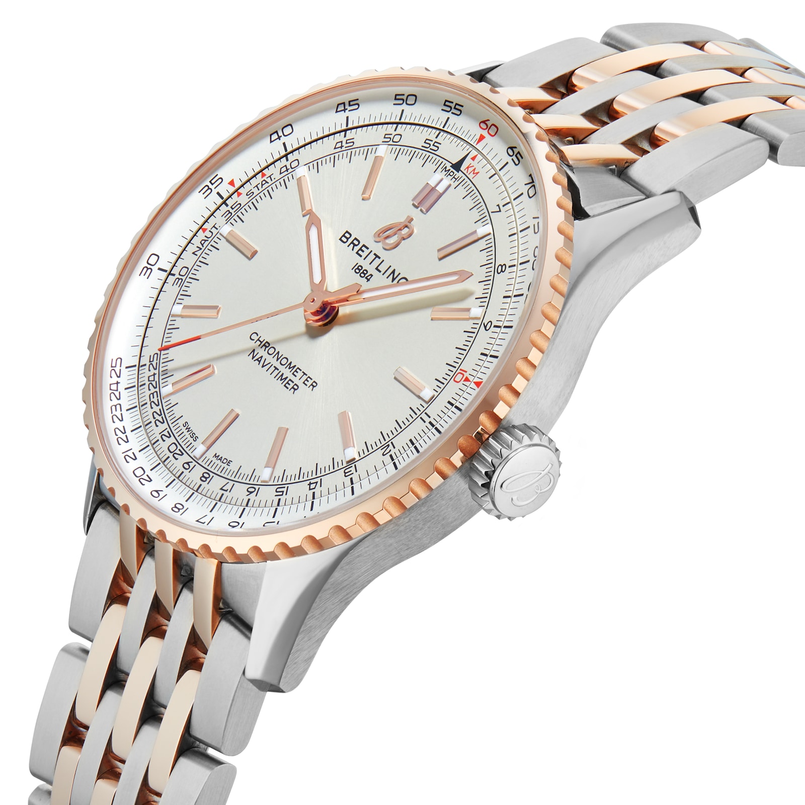 Breitling Navitimer Automatic 41mm Mens Watch Silver Stainless Steel And 18k Red Gold