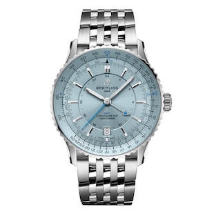 Breitling Navitimer Automatic GMT 41mm Mens Watch Light Blue Stainless Steel