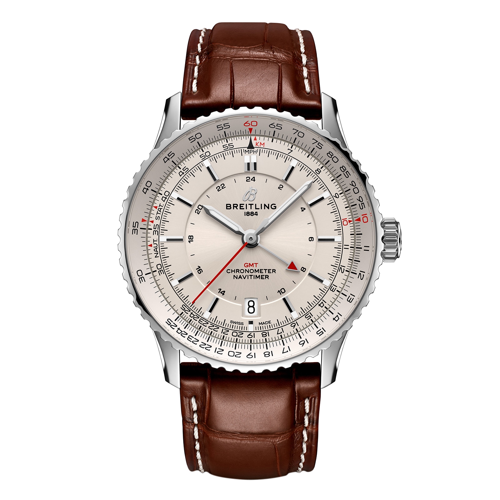 Breitling Navitimer Automatic GMT 41mm Mens Watch Silver Breitling Navitimer Automatic GMT 41mm Mens Watch Silver