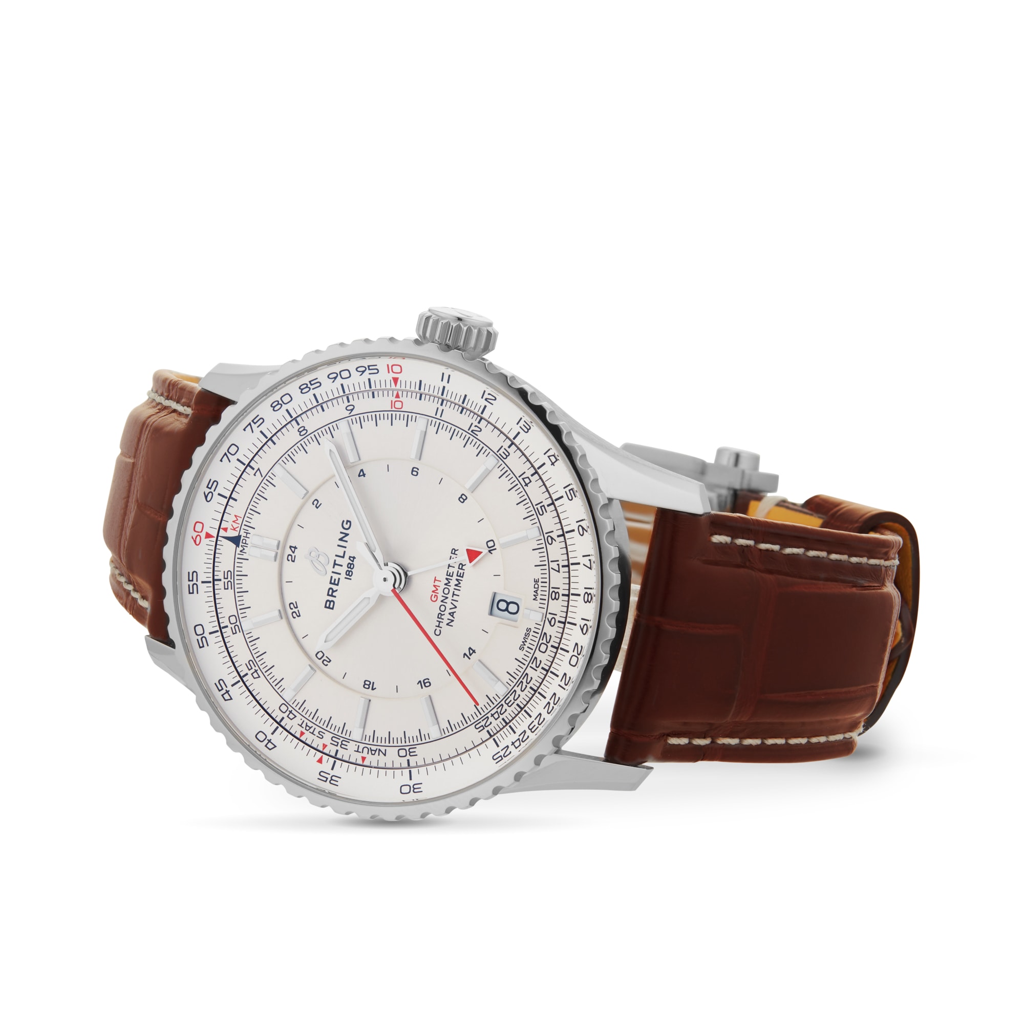 Breitling Navitimer Automatic GMT 41mm Mens Watch Silver Breitling Navitimer Automatic GMT 41mm Mens Watch Silver