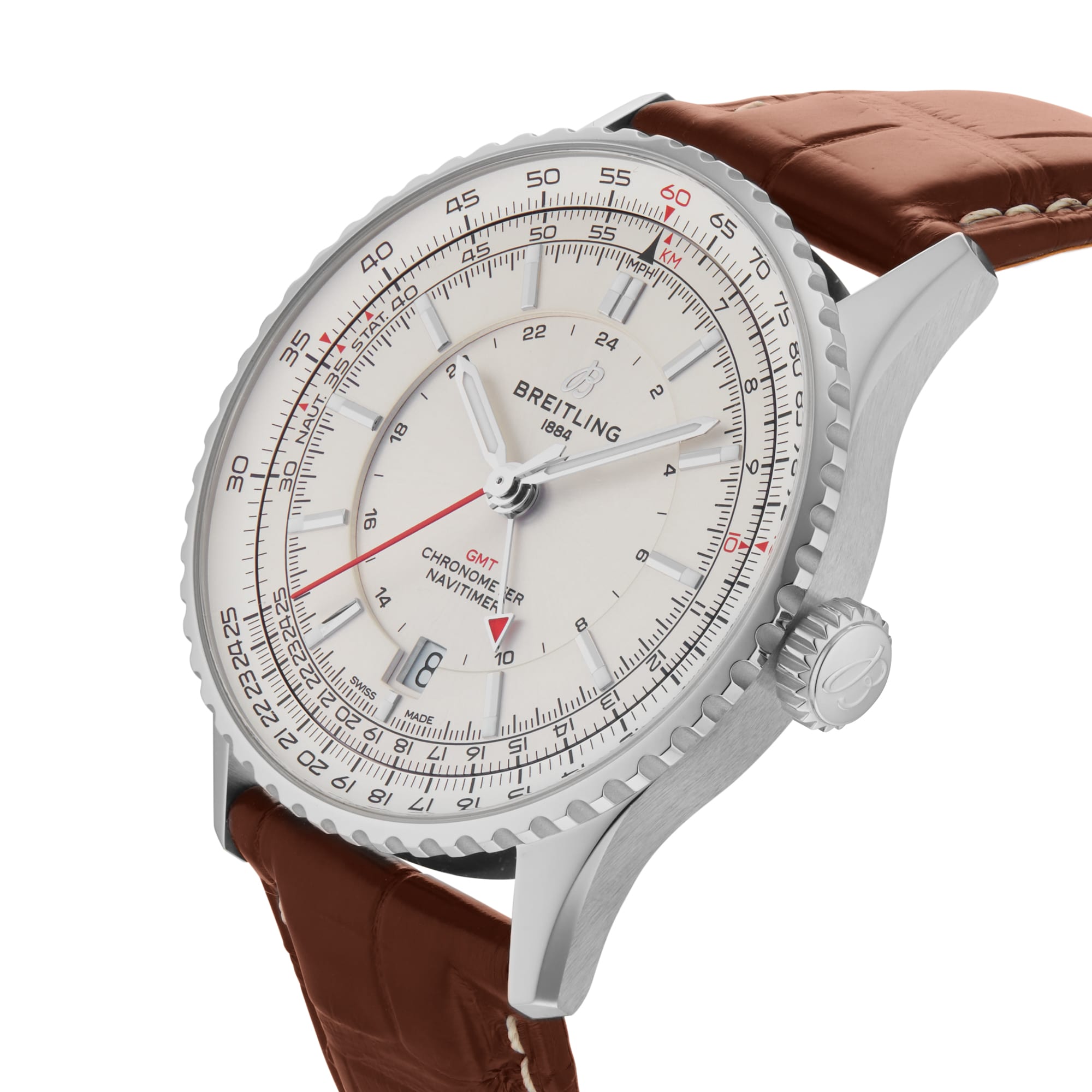 Breitling Navitimer Automatic GMT 41mm Mens Watch Silver Breitling Navitimer Automatic GMT 41mm Mens Watch Silver