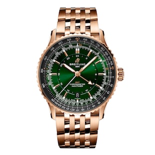 Breitling Navitimer Automatic GMT 41mm Mens Watch Green Stainless Steel