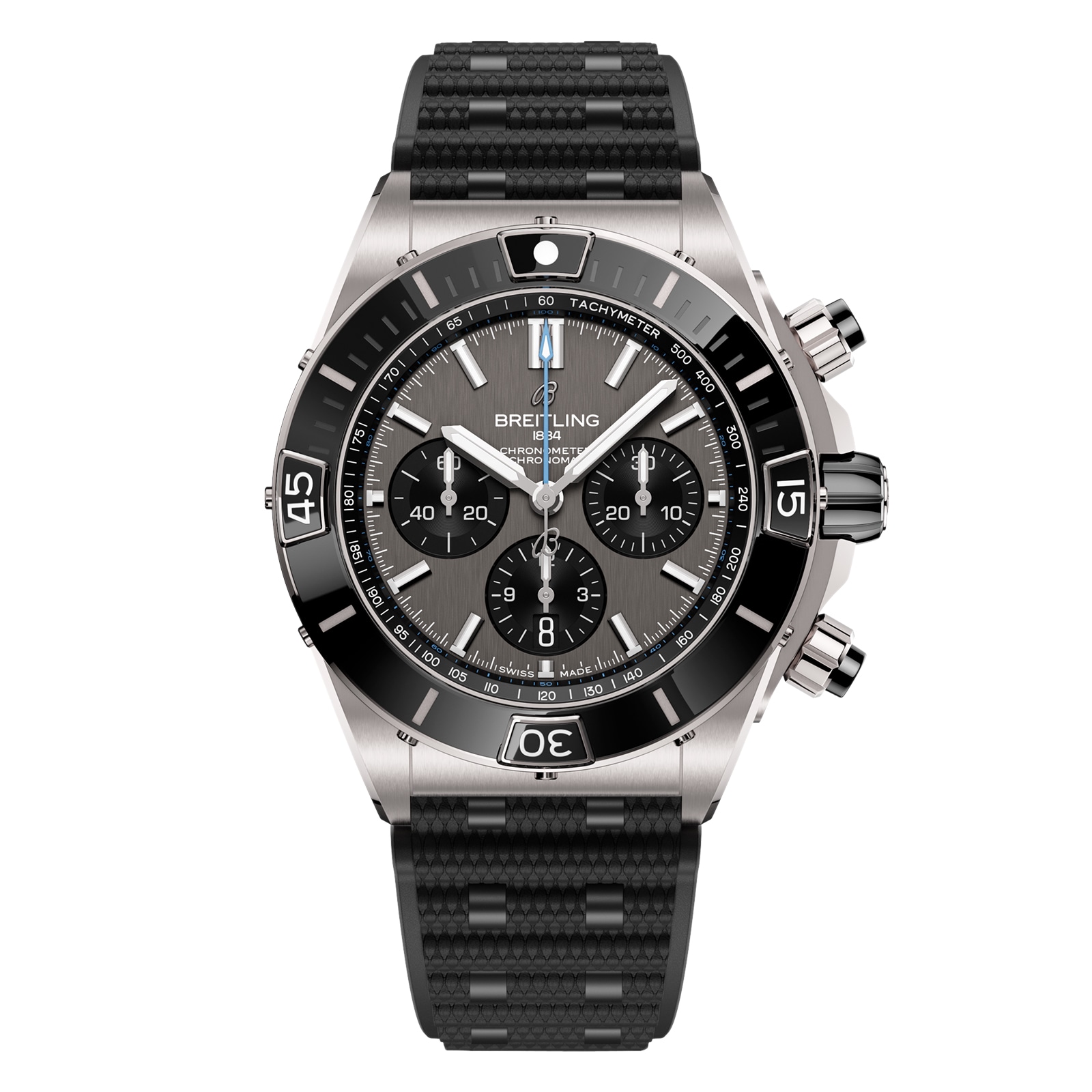 Breitling Super Chronomat B01 44mm Mens Watch Grey Rubber Breitling Super Chronomat B01 44mm Mens Watch Grey Rubber
