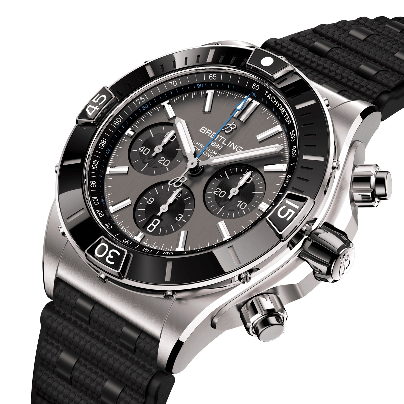 Breitling Super Chronomat B01 44mm Mens Watch Grey Rubber Breitling Super Chronomat B01 44mm Mens Watch Grey Rubber