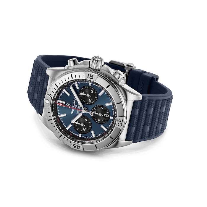 Breitling Chronomat B01 Chronograph 42mm Mens Watch Blue Rubber