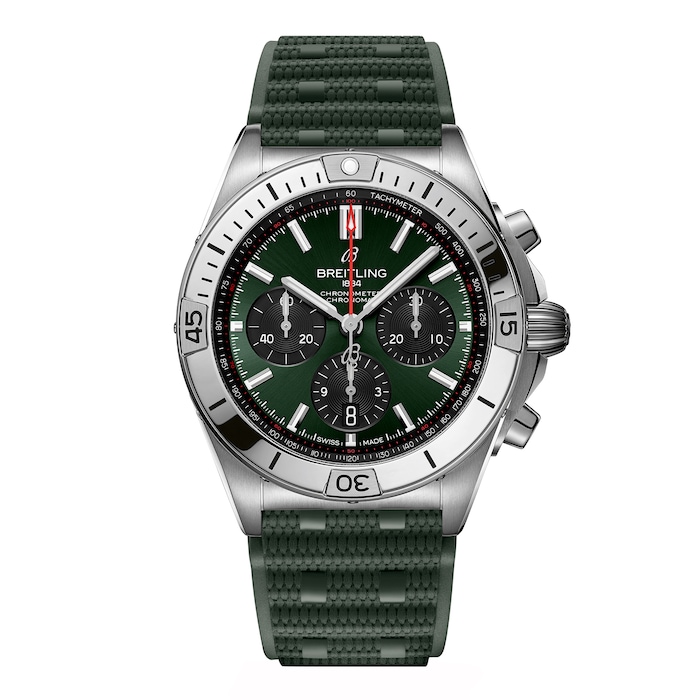 Breitling Chronomat B01 Chronograph 42mm Mens Watch Green Rubber