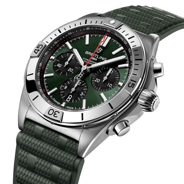 Breitling Chronomat B01 Chronograph 42mm Mens Watch Green Rubber