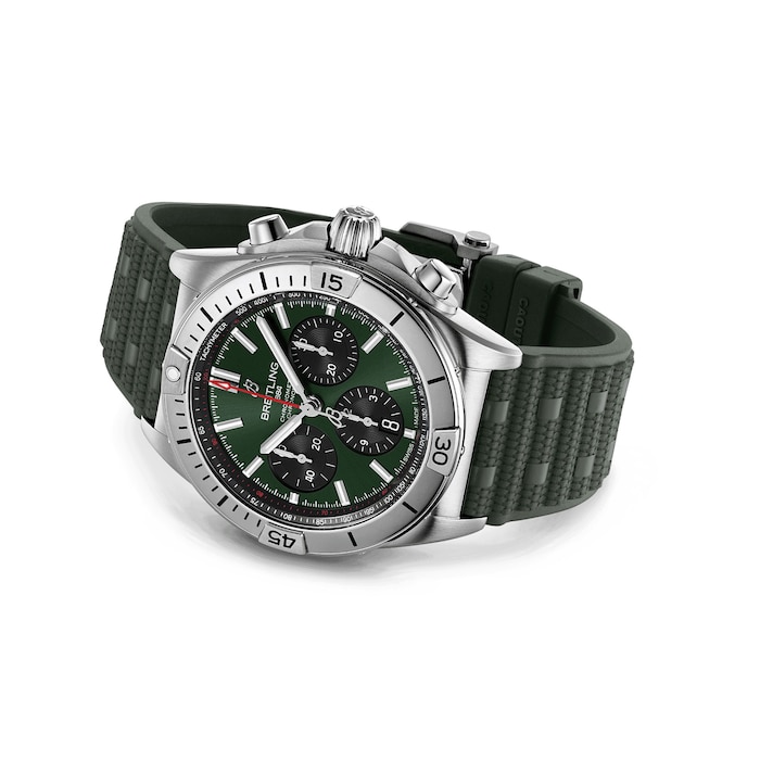 Breitling Chronomat B01 Chronograph 42mm Mens Watch Green Rubber