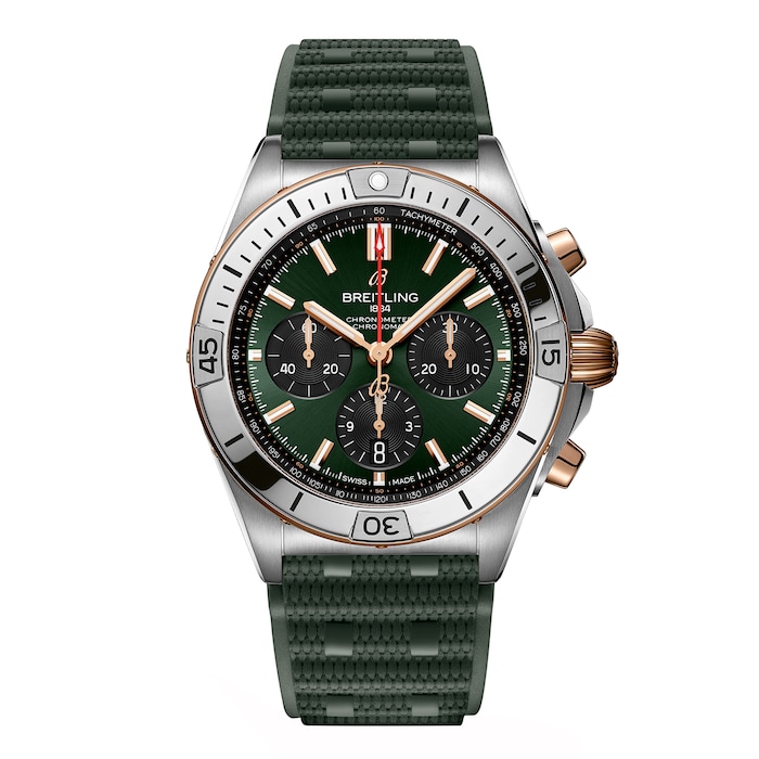 Breitling Chronomat B01 Chronograph 42mm Mens Watch Green Rubber