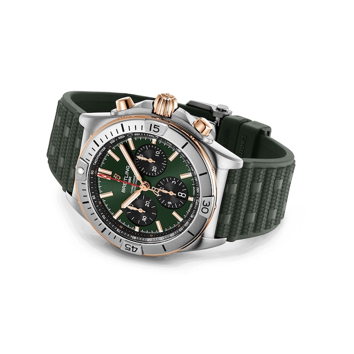 Breitling Chronomat B01 Chronograph 42mm Mens Watch Green Rubber