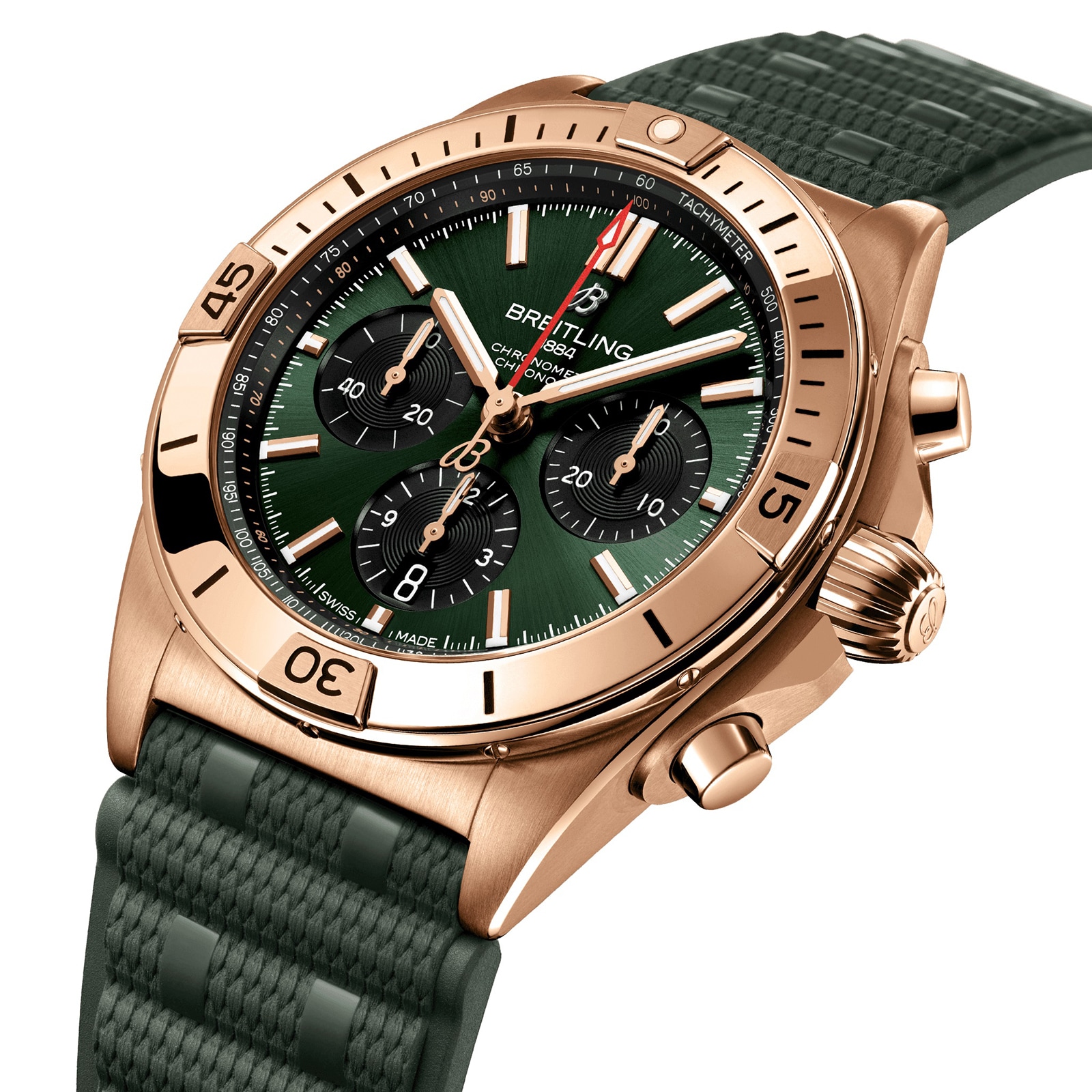 Breitling Chronomat B01 Chronograph 42mm Mens Watch Green Rubber Breitling Chronomat B01 Chronograph 42mm Mens Watch Green Rubber