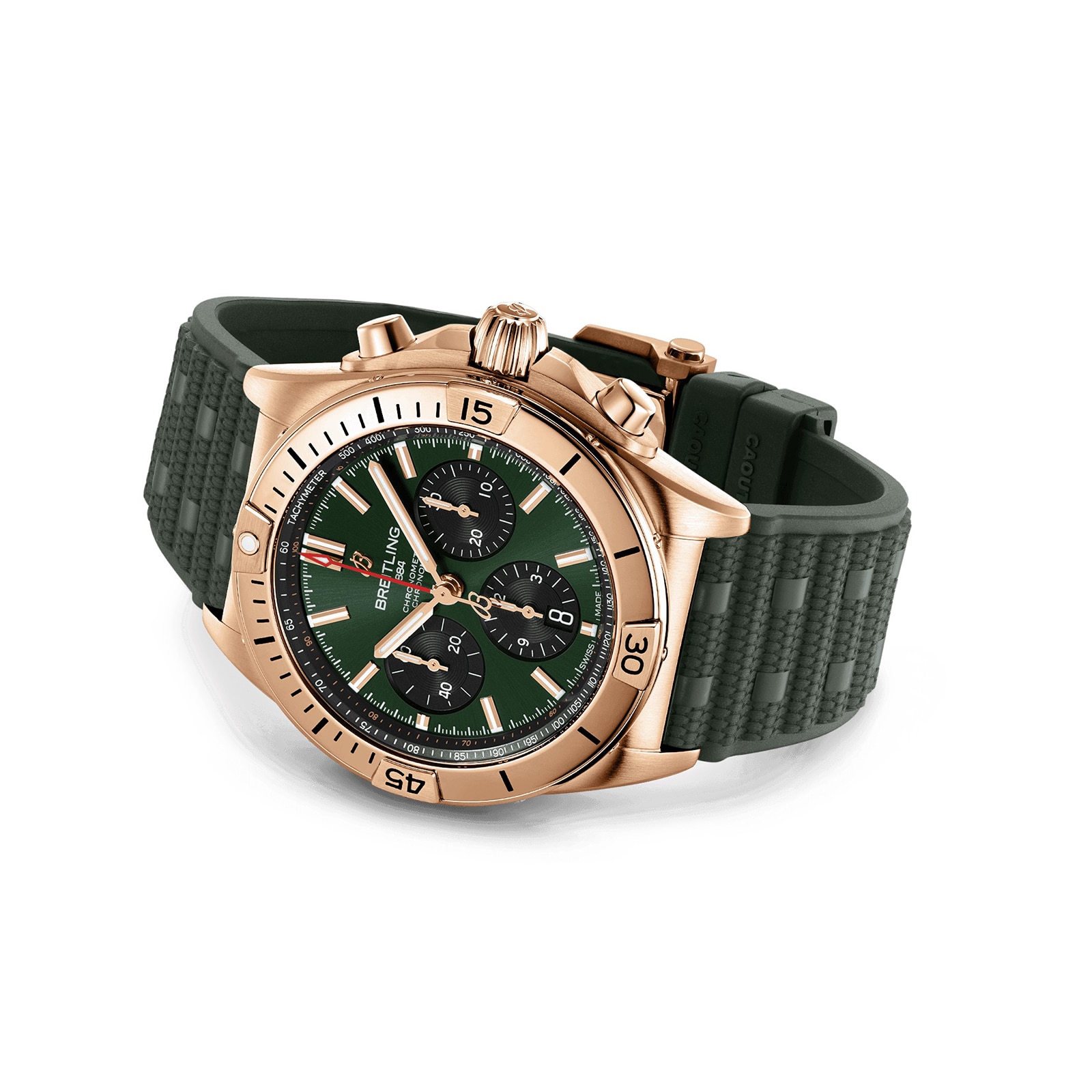 Breitling Chronomat B01 Chronograph 42mm Mens Watch Green Rubber