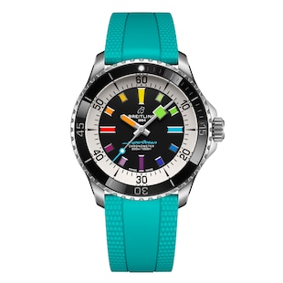 Breitling Superocean Automatic 42mm Mens Watch Turquoise Rubber