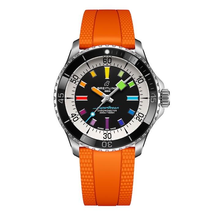 Breitling Superocean Automatic 42mm Mens Watch Orange Rubber