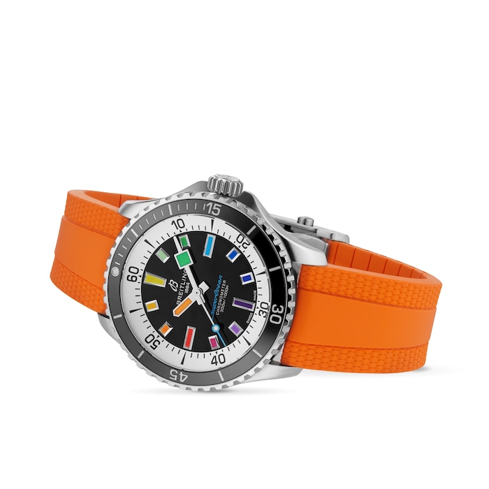 Breitling Superocean Automatic 42mm Mens Watch Orange Rubber