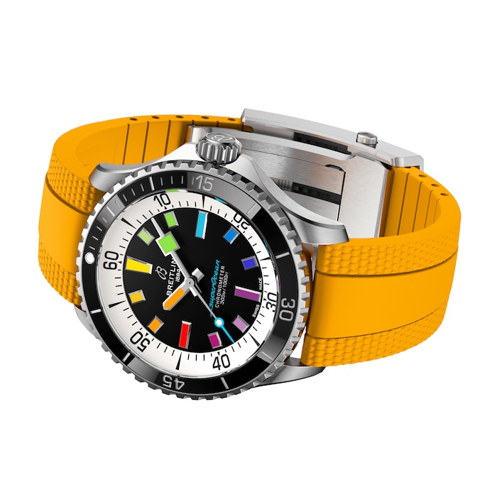 Breitling Superocean Automatic 42mm Mens Watch Yellow Rubber