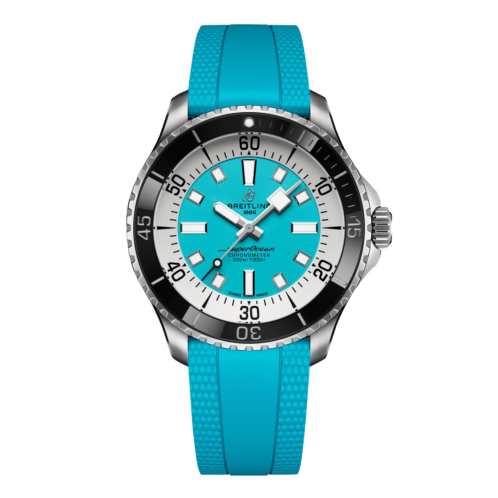 Superocean Automatic 44mm Mens Watch Turquoise Rubber